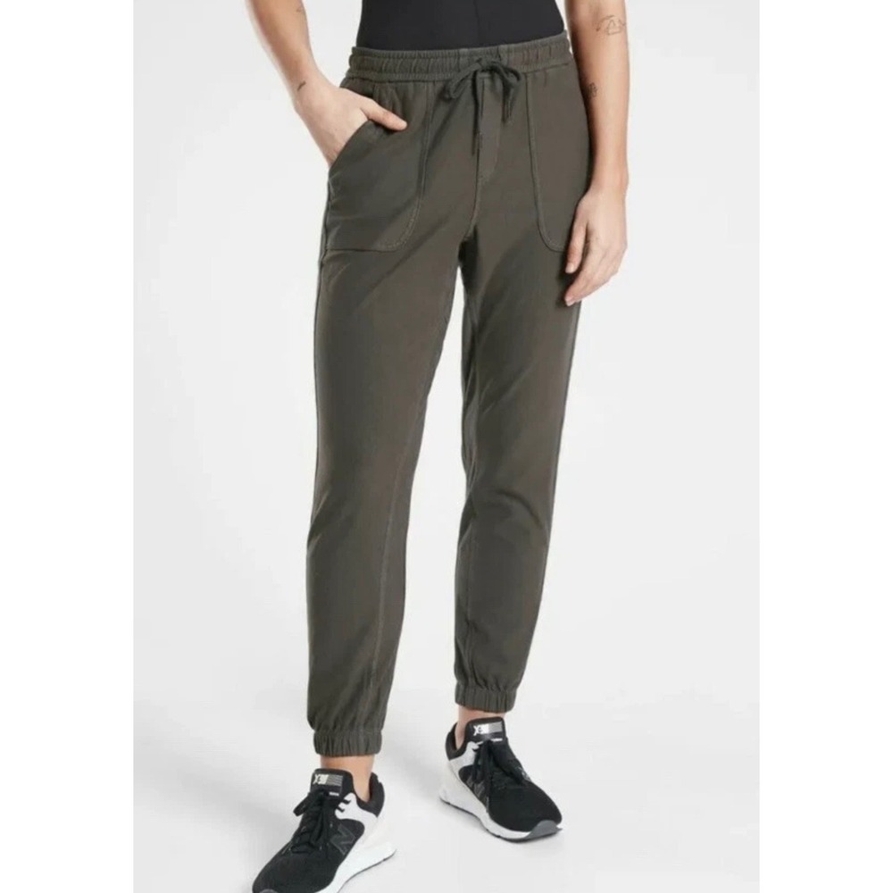 Athleta Farallon Jogger Pants Women's 8 Gray Green Cargo Utility Distressed